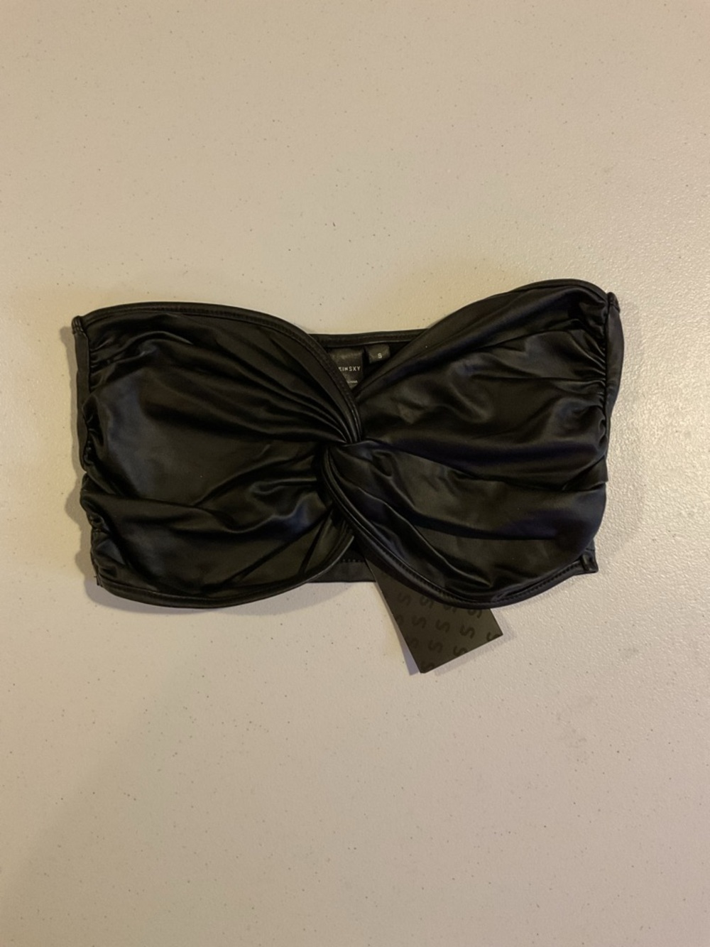 Black Twist Front Bandeau Top